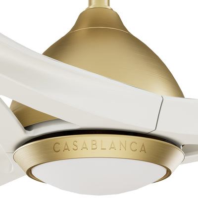 Casablanca 54 inch Elise ENERGY STAR® Alturas Gold Damp Rated Ceiling Fan with LED Light Kit and Wall Control and Handheld Remote
