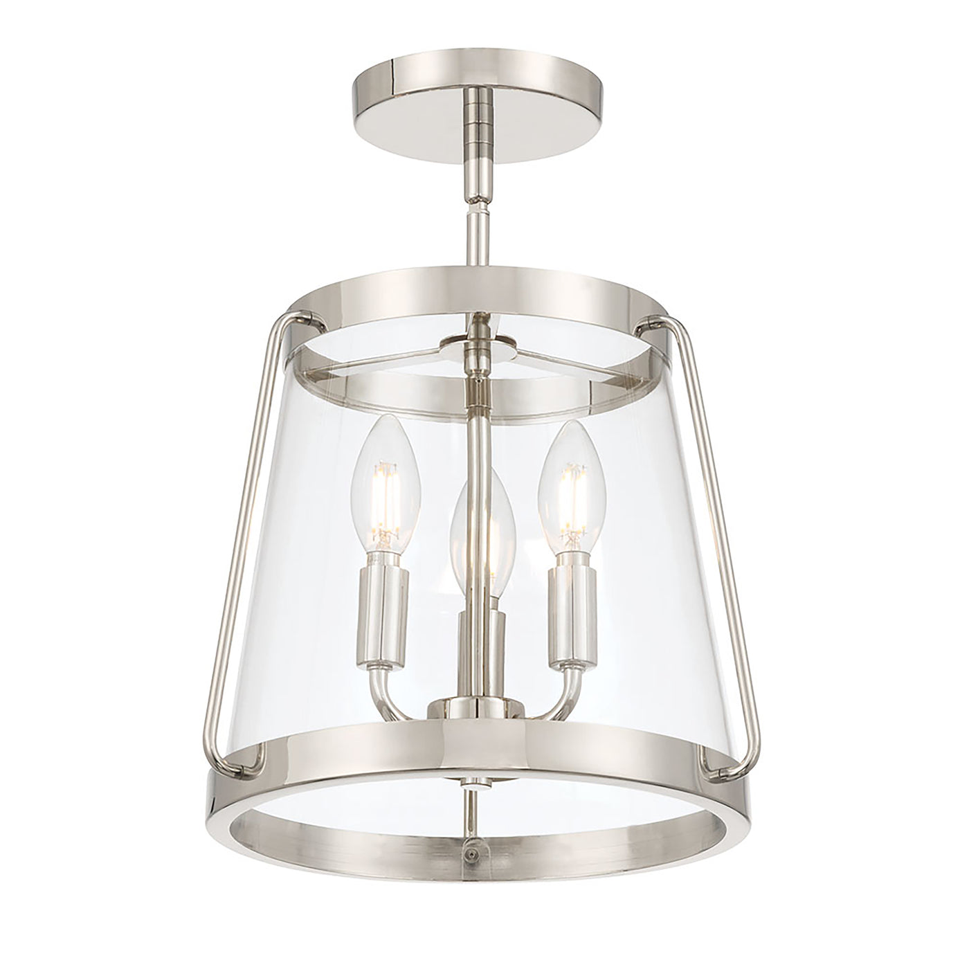15.25'' Adabella Polished NickelClear 3 Light Semi-Flush Mount