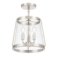 15.25'' Adabella Polished NickelClear 3 Light Semi-Flush Mount