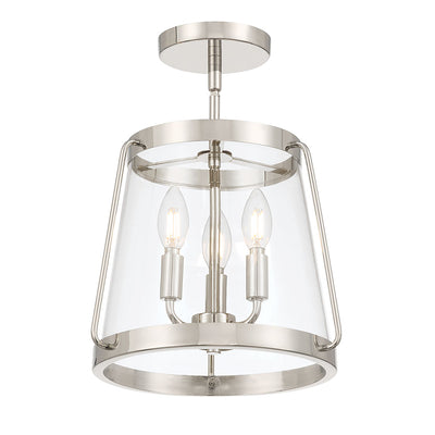 15.25'' Adabella Polished NickelClear 3 Light Semi-Flush Mount