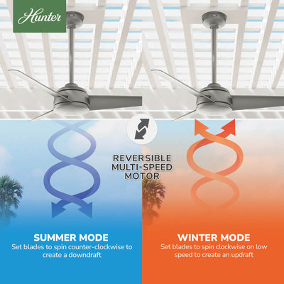 52 inch Trimaran Matte Silver WeatherMax Indoor / Outdoor Ceiling Fan and Wall Control