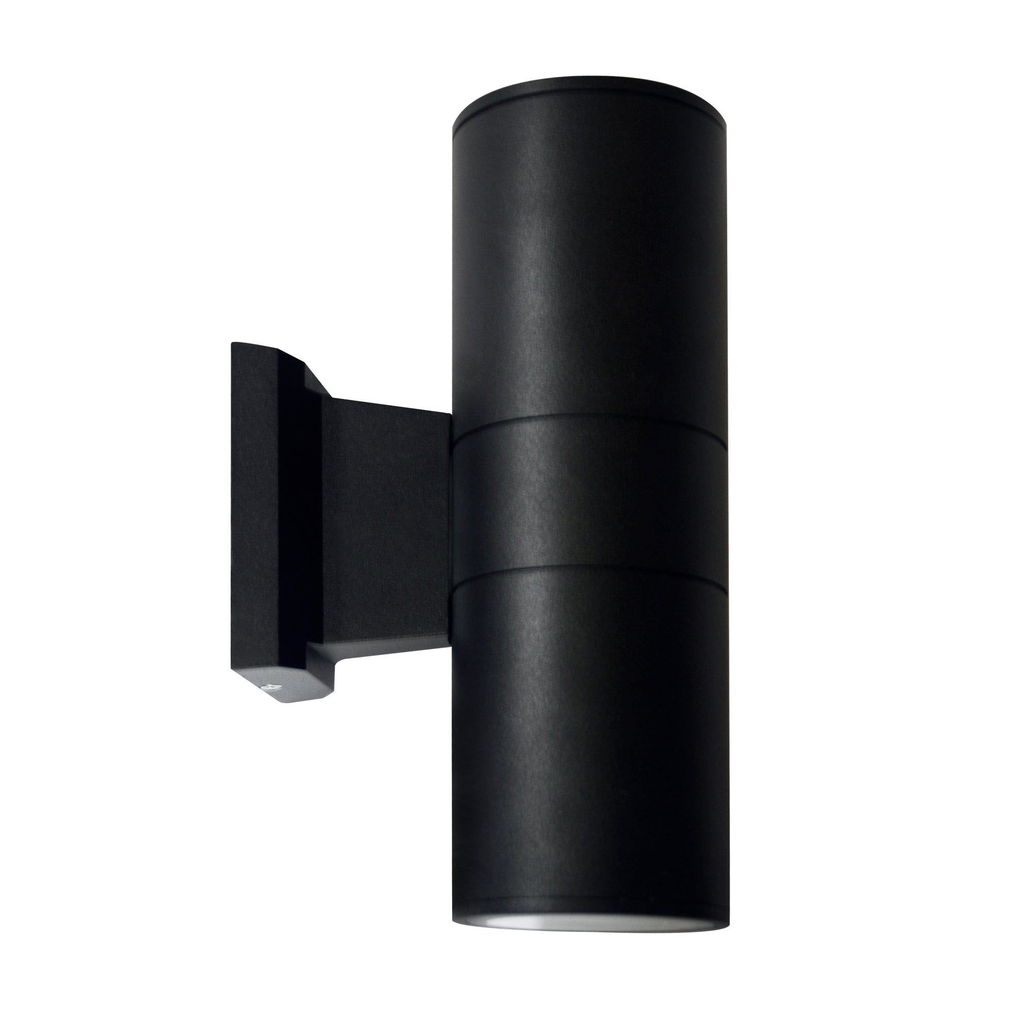 4-inch Black Cylinder Outdoor Wall Light with 3000K Light and Black Reflector