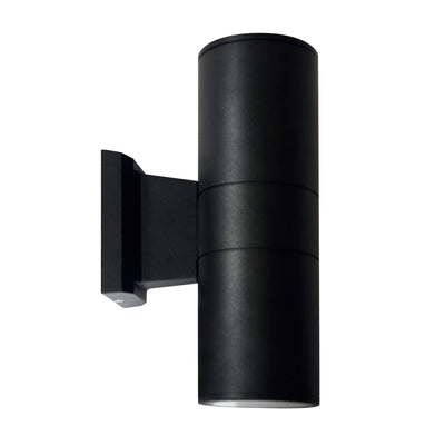 4-inch Black Cylinder Outdoor Wall Light with 3000K Light and Black Reflector