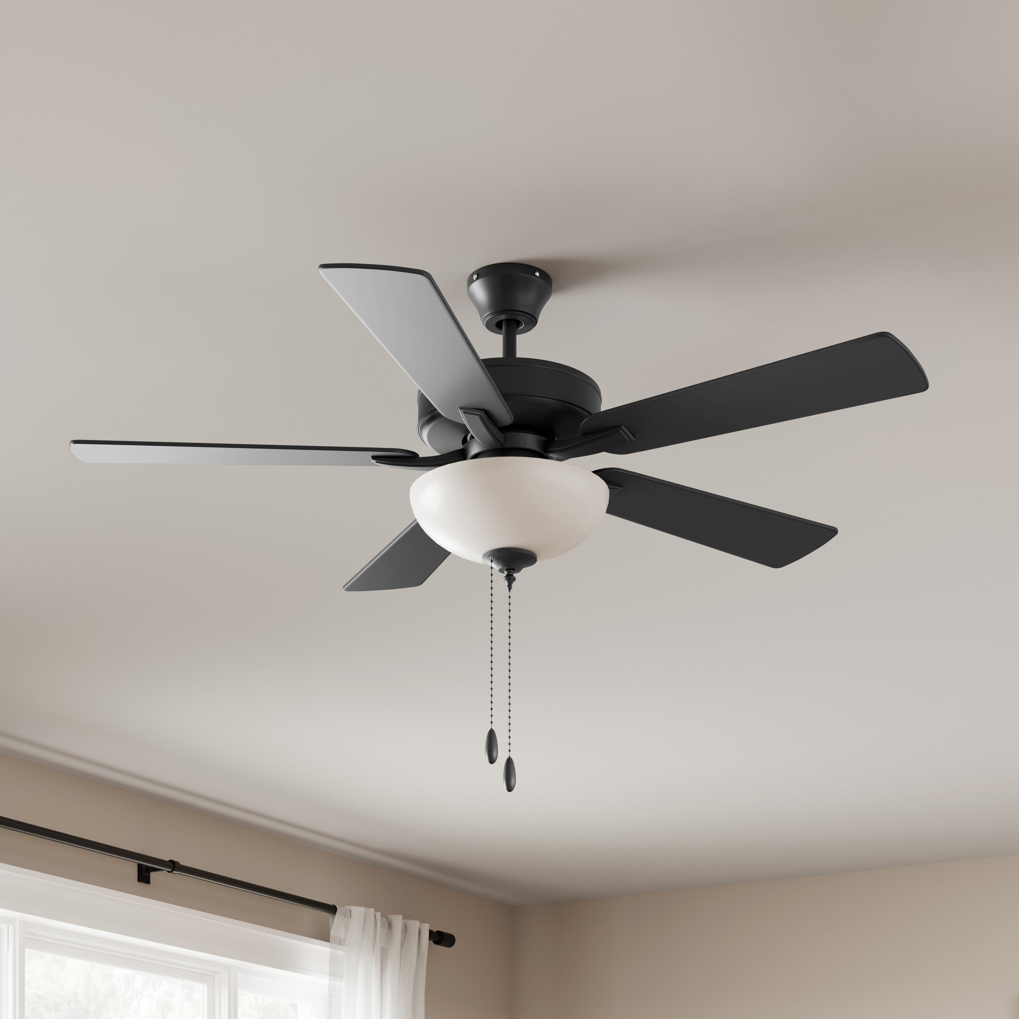 52 Inch Kintrel AC Matte Black Indoor Ceiling Fan 5-Blade 2 Lights Reversible