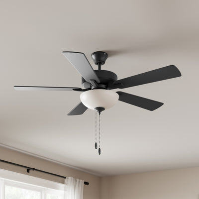 52 Inch Kintrel AC Matte Black Indoor Ceiling Fan 5-Blade 2 Lights Reversible