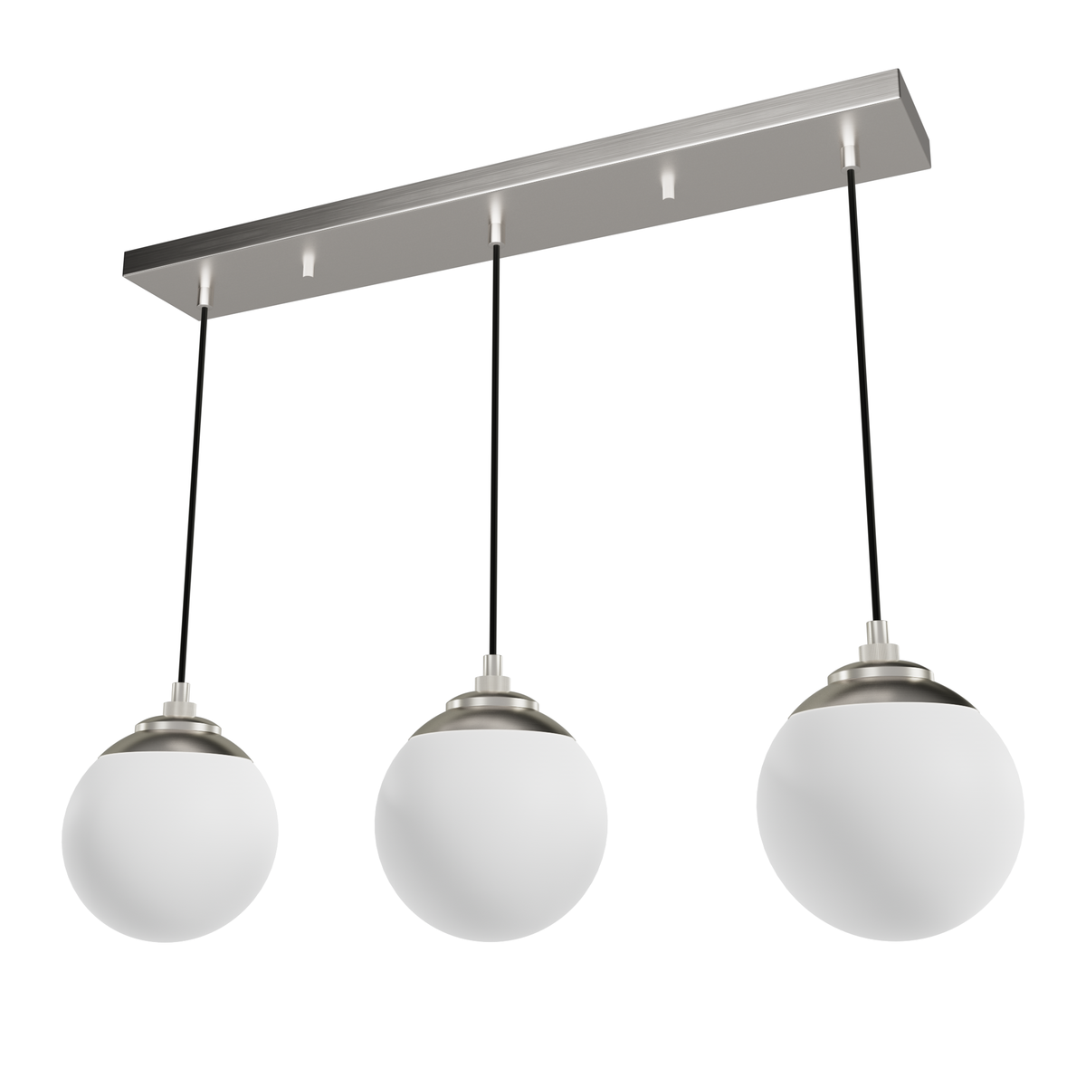 Hepburn 31.25-inch 3-light Brushed Nickel Linear Pendant Cluster with Cased White Glass