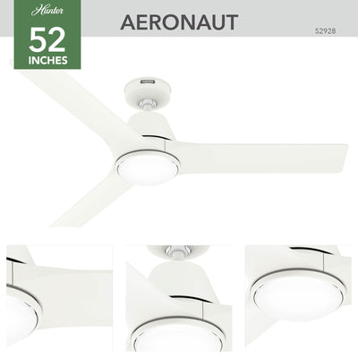 52 inch Aeronaut  Wi-Fi ENERGY STAR® Matte White Damp Rated Ceiling Fan with LED Light Kit and Handheld Remote