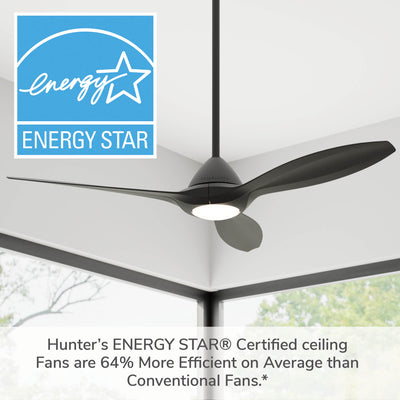 Casablanca 56 inch Surea ENERGY STAR® Matte Black Damp Rated Ceiling Fan with LED Light Kit and Wall Control and Handheld Remote