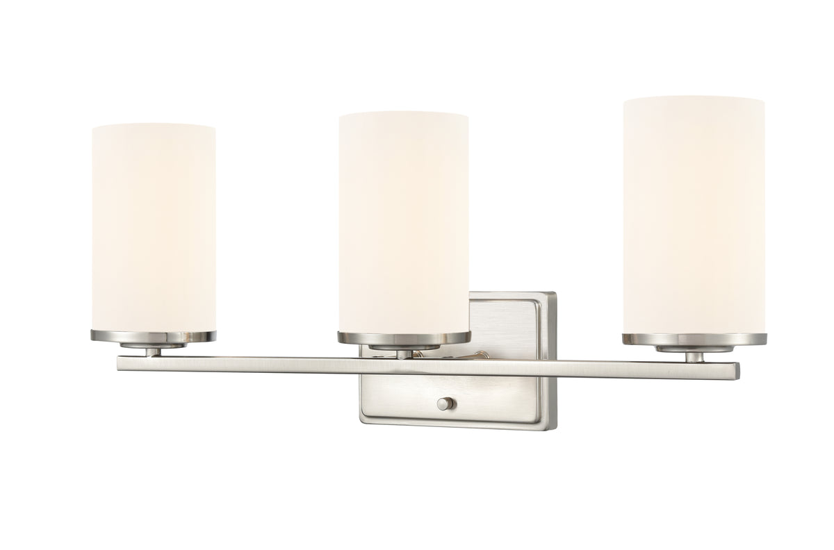 22-inch Verlana Brushed Nickel 3-Light Etched White Glass Bathroom Vanity Light