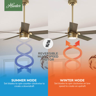 52 inch Erling ENERGY STAR® Luxe Gold Ceiling Fan with LED Light Kit and Handheld Remote