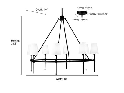 31.5'' Adorra Matte Black 8 Light Chandelier