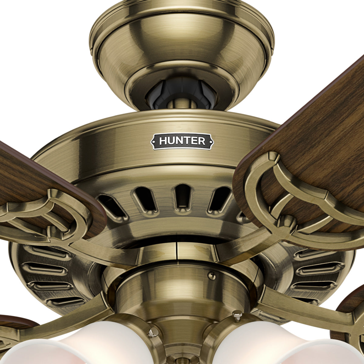 52 inch Studio Series Antique Brass Ceiling Fan with LED Light Kit and Pull Chain