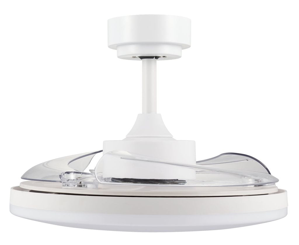 42 Inch White Retractable Blade Ceiling Fan