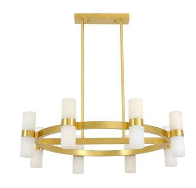 Luella 16 Light Brass Chandelier with Alabaster Shades