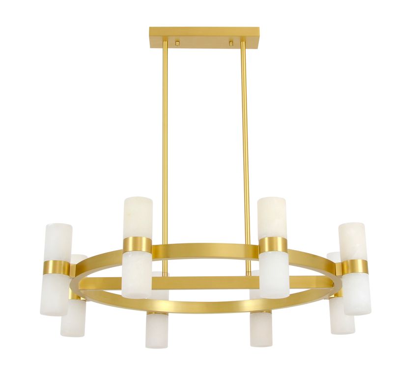 Luella 16 Light Brass Chandelier with Alabaster Shades