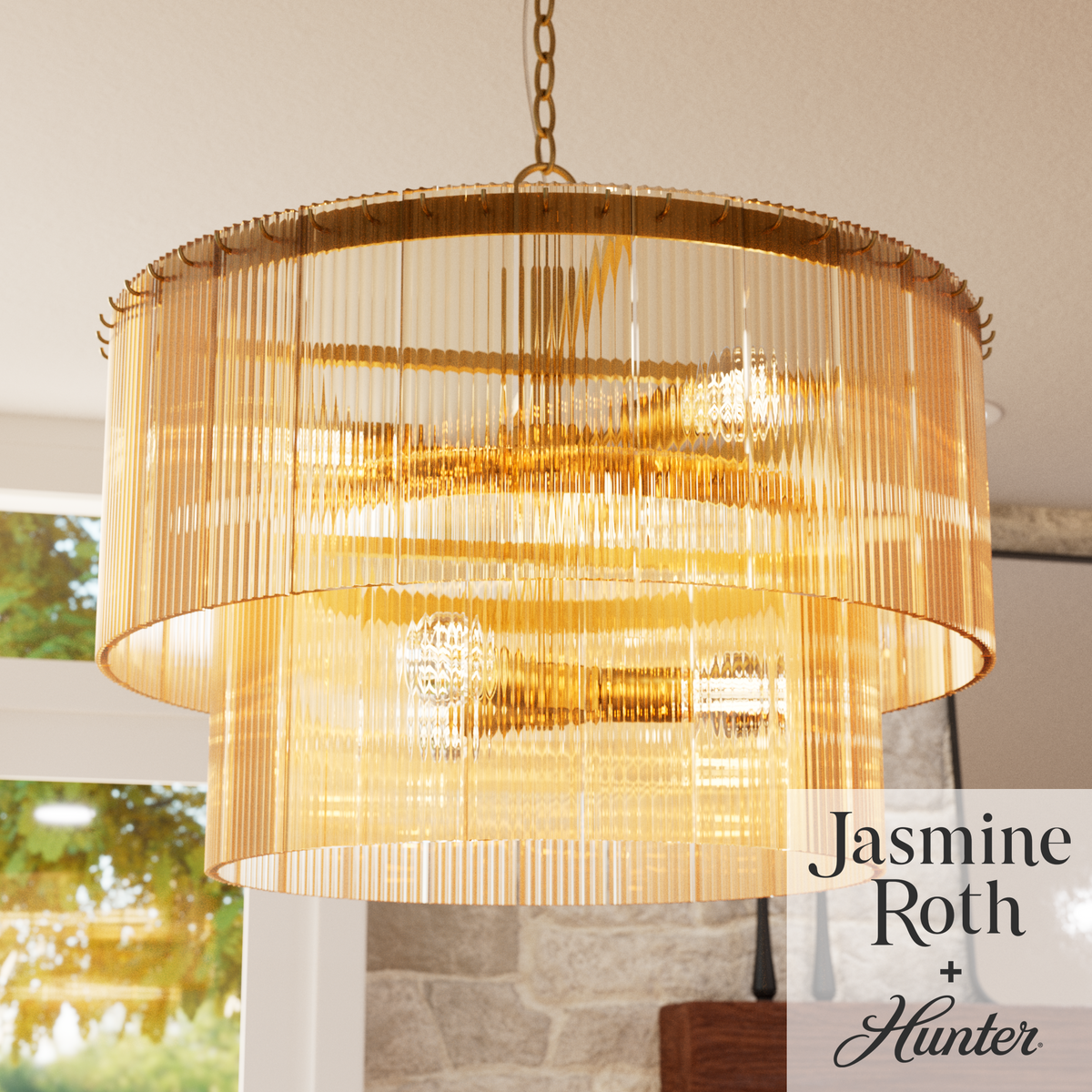 Ontario 24-inch 6-light Luxe Gold Drum Chandelier with Amber Glass