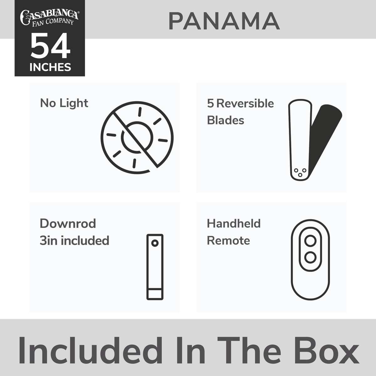 Casablanca 54 inch Panama ENERGY STAR® Snow White Ceiling Fan and Handheld Remote