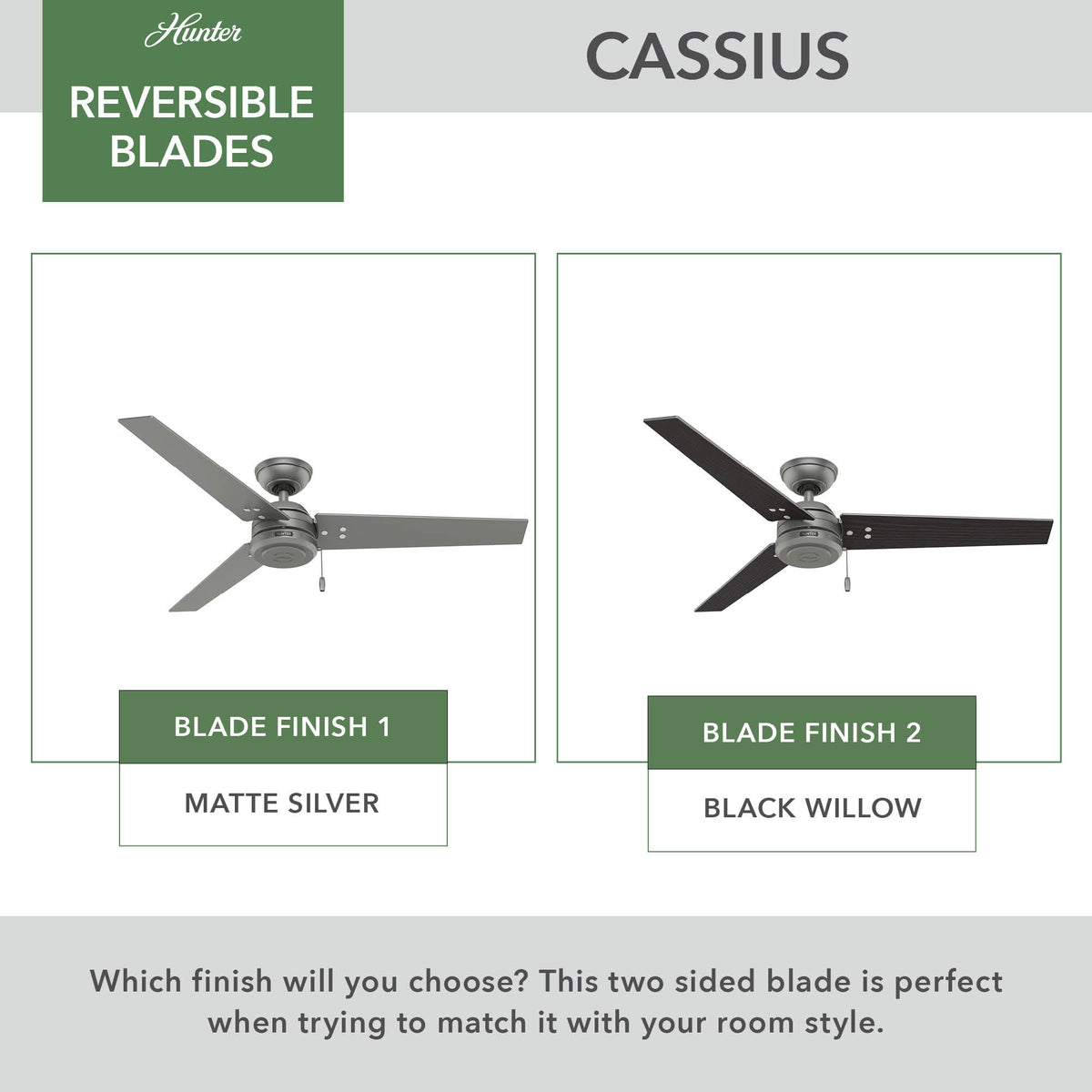 52 inch Cassius Matte Silver Damp Rated Ceiling Fan and Pull Chain