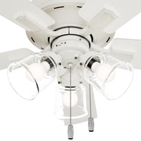 52 inch Crestfield HunterExpress Fresh White Ceiling Fan with LED Light Kit and Pull Chain