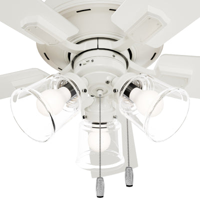 52 inch Crestfield HunterExpress Fresh White Ceiling Fan with LED Light Kit and Pull Chain
