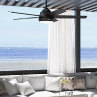 52 inch Skyflow Matte Black WeatherMax Indoor / Outdoor Ceiling Fan with LED Light Kit and Wall Control