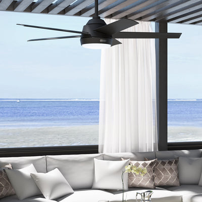 52 inch Skyflow Matte Black WeatherMax Indoor / Outdoor Ceiling Fan with LED Light Kit and Wall Control