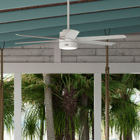 72 inch Solaria ENERGY STAR® Fresh White Damp Rated Ceiling Fan with LED Light Kit and Wall Control