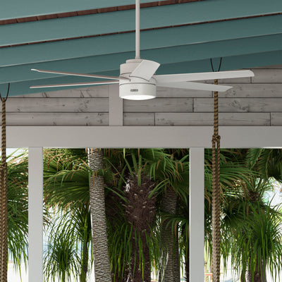 72 inch Solaria ENERGY STAR® Fresh White Damp Rated Ceiling Fan with LED Light Kit and Wall Control