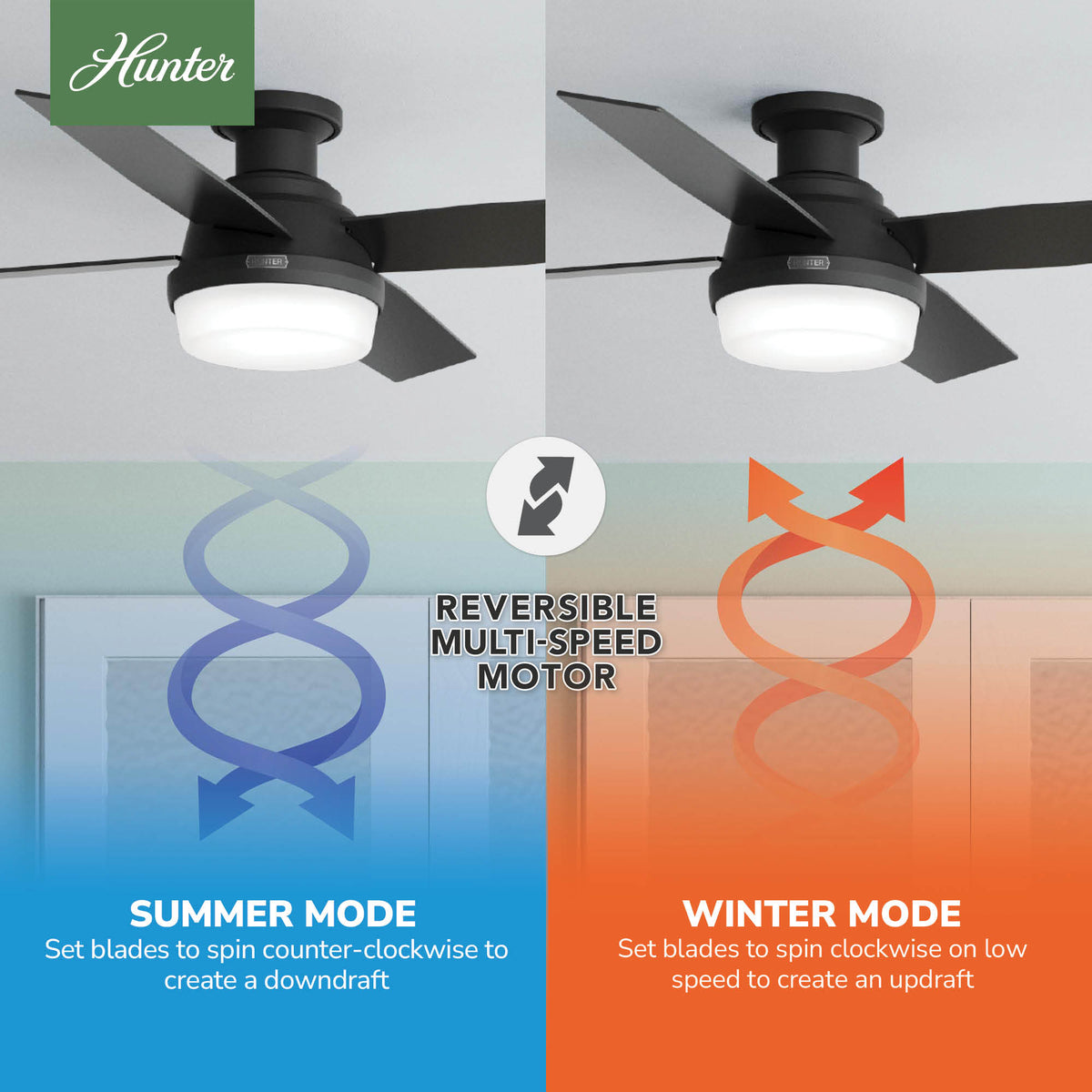52 inch Dempsey Matte Black Low Profile Ceiling Fan with LED Light Kit and Handheld Remote