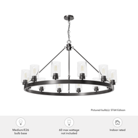 Hartland 44-inch 12-light Noble Bronze Chandelier with Seeded Glass