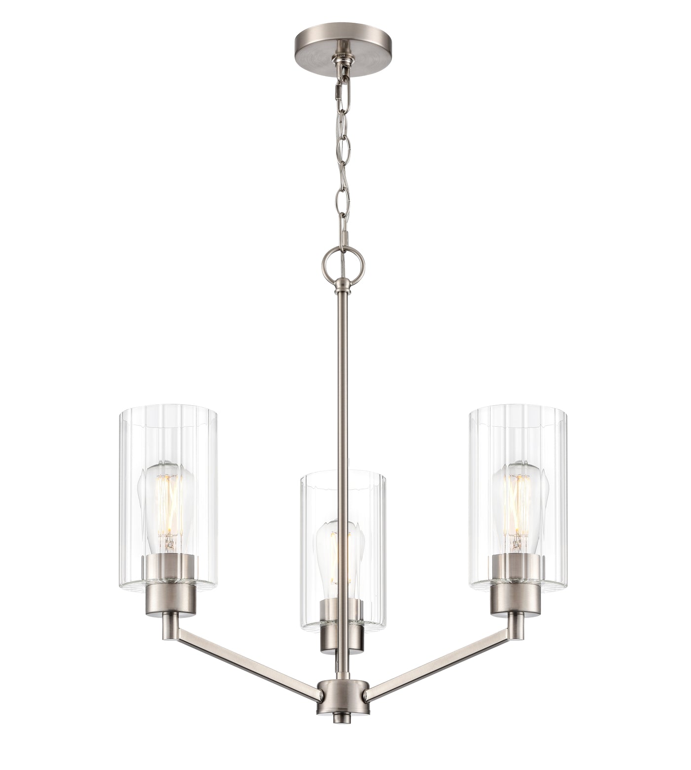 22.25'' Beverlly Brushed Nickel 3 Light Chandelier