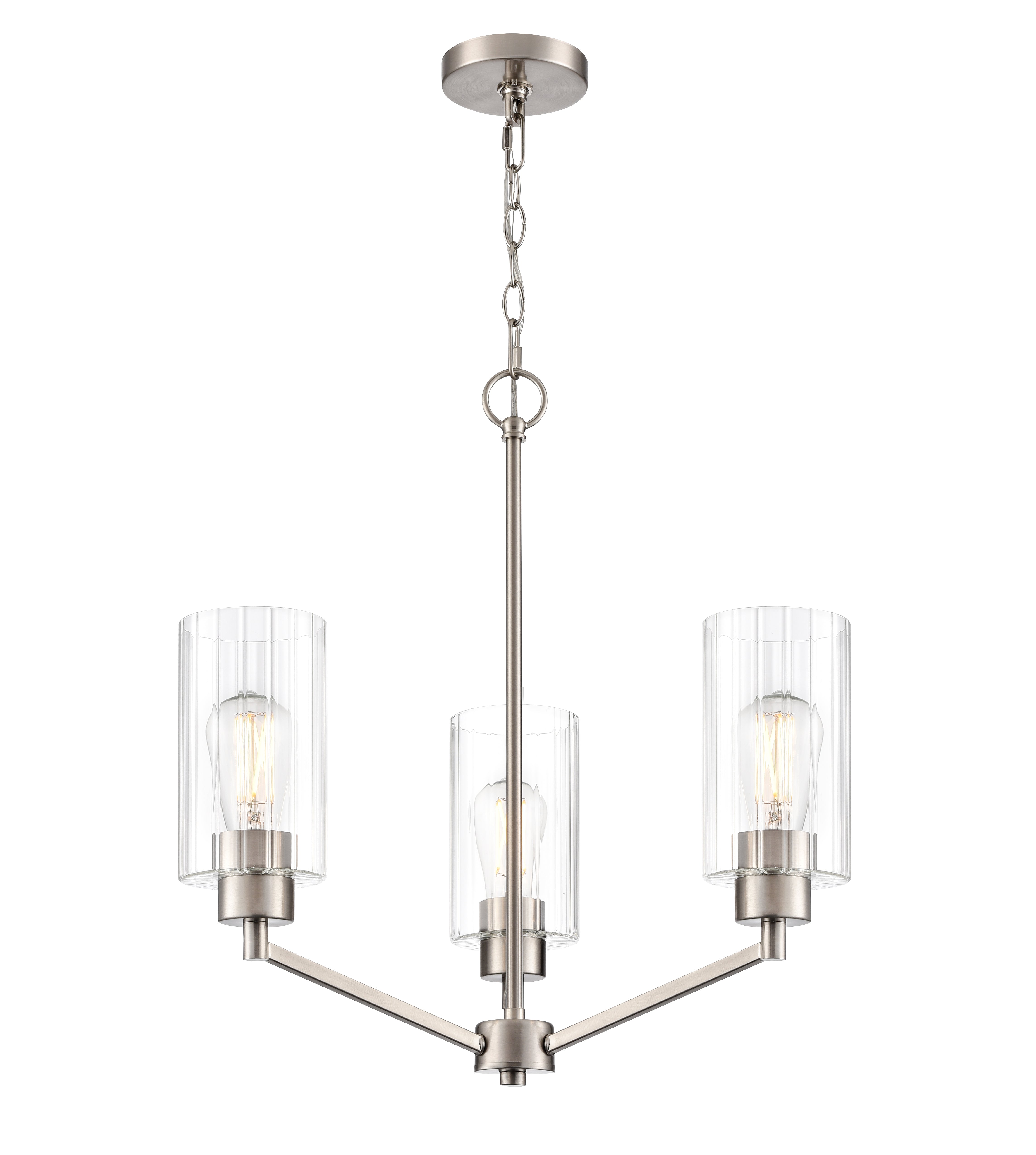 22.25'' Beverlly Brushed Nickel 3 Light Chandelier