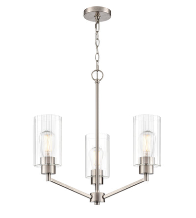 22.25'' Beverlly Brushed Nickel 3 Light Chandelier