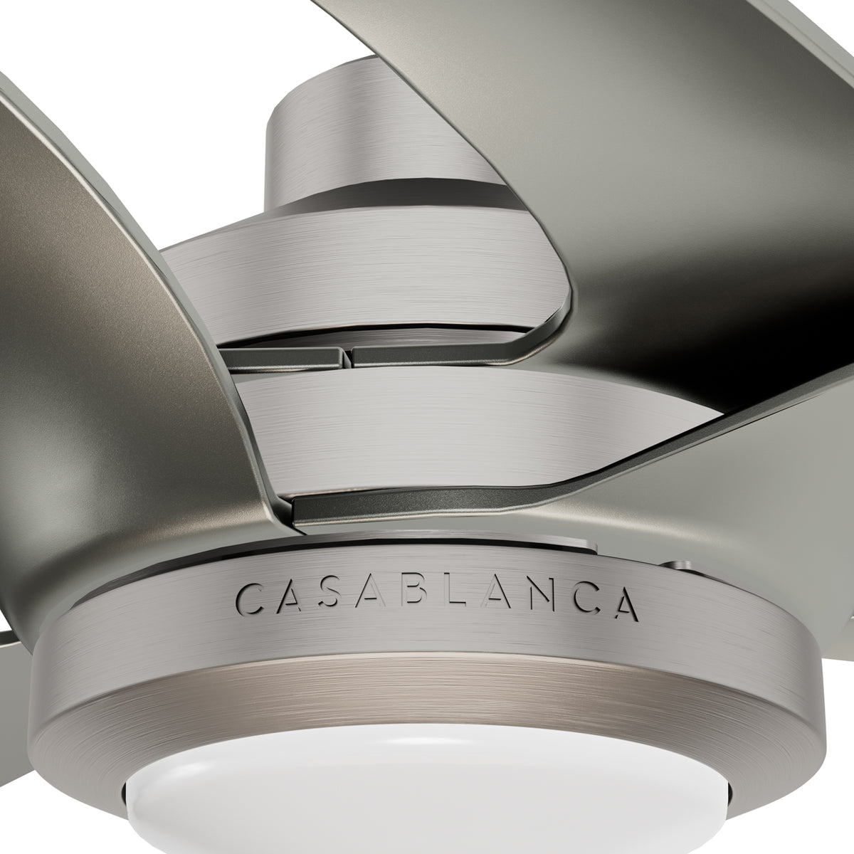 Casablanca 60 inch Inez ENERGY STAR® Brushed Nickel Damp Rated LED Ceiling Fan with Wall Control and Handheld Remote