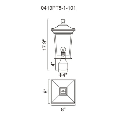 Leawood Outdoor Lantern Heads Black 1 Light
