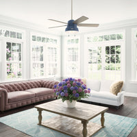 52 inch Mill Valley Indigo Blue Damp Rated Ceiling Fan with LED Light Kit and Pull Chain