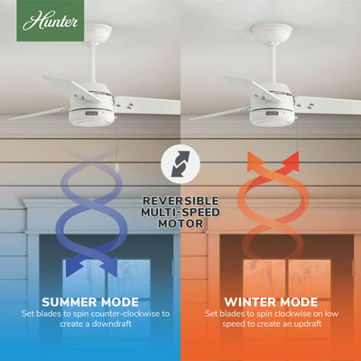 36 inch Cassius Fresh White Damp Rated Ceiling Fan and Pull Chain