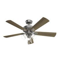 52 inch Crestfield HunterExpress Matte Silver Ceiling Fan with LED Light Kit and Pull Chain