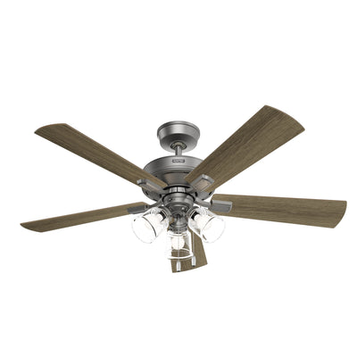 52 inch Crestfield HunterExpress Matte Silver Ceiling Fan with LED Light Kit and Pull Chain