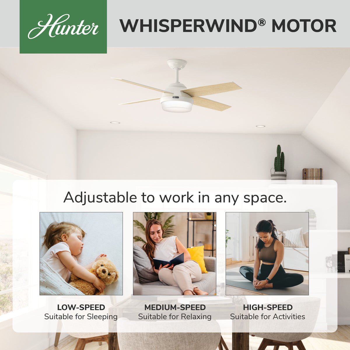 52 inch Dempsey Fresh White Ceiling Fan with LED Light Kit and Handheld Remote