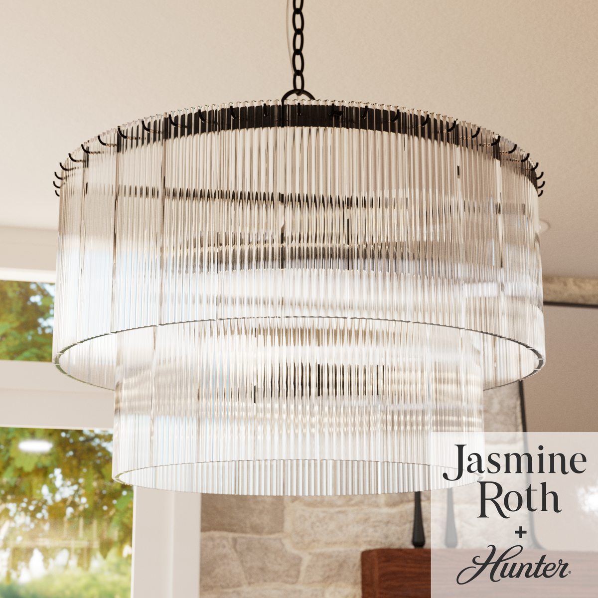 Ontario 24-inch 6-light Matte Black Drum Chandelier with Clear Glass