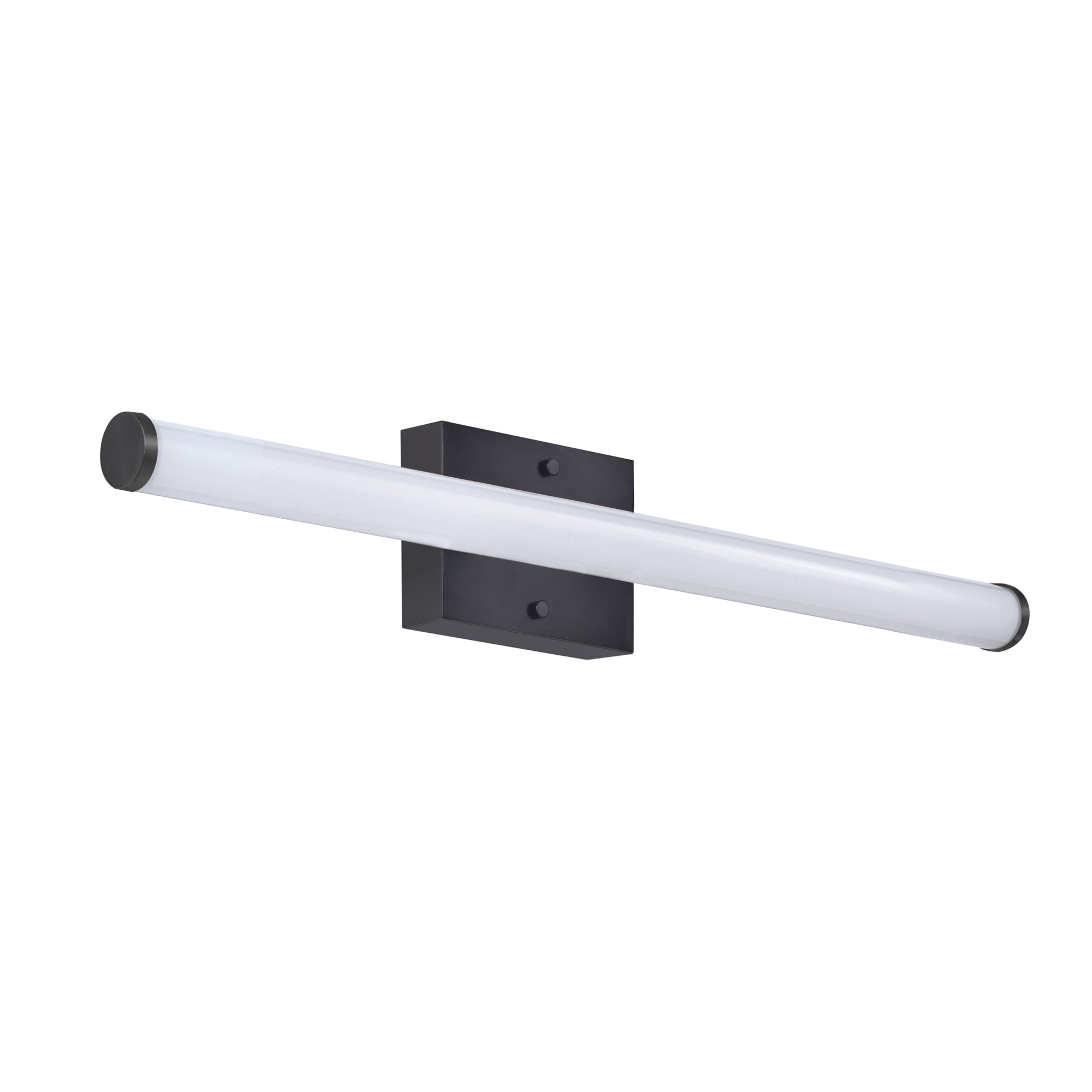 24-inch Matte Black Cylinder Bath Bar Vanity Light with White Acrylic Shade