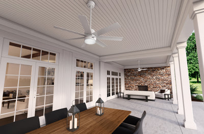 52 inch Brazos ENERGY STAR® Fresh White Damp Rated Ceiling Fan with LED Light Kit and Handheld Remote