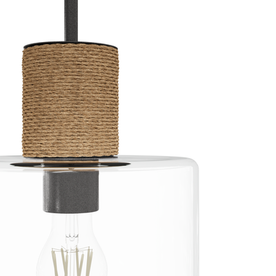 Vanning 9-inch 1-light Noble Bronze and Natural Sisal Rope Pendant with Clear Glass
