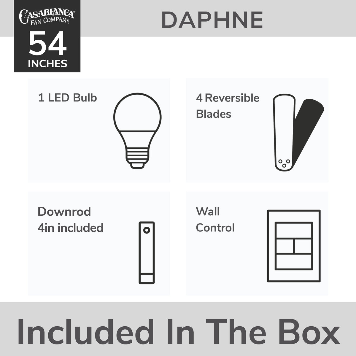 Casablanca 54 inch Daphne Fresh White Ceiling Fan with LED Light Kit and Wall Control