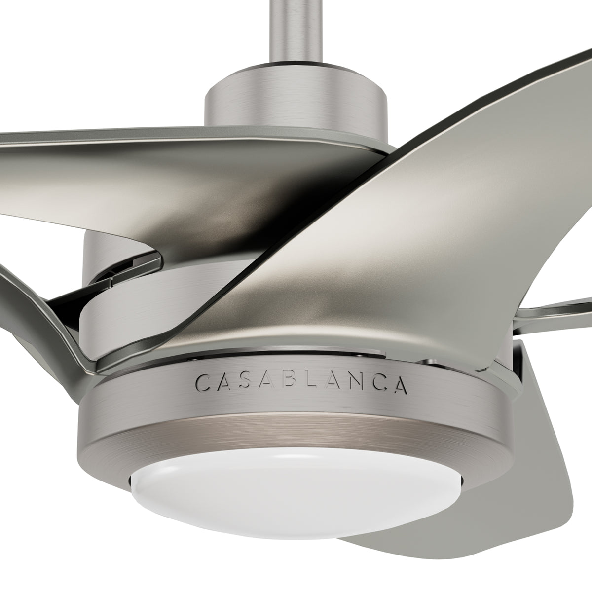 Casablanca 60 inch Inez ENERGY STAR® Brushed Nickel Damp Rated LED Ceiling Fan with Wall Control and Handheld Remote