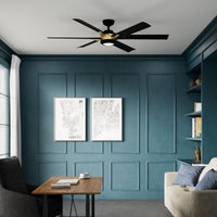 Casablanca 65 inch Melia ENERGY STAR® Alturas Gold Damp Rated Ceiling Fan with LED Light Kit and Wall Control and Handheld Remote