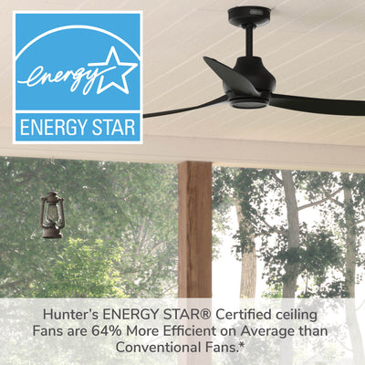 60 inch Mazzini ENERGY STAR® Matte Black Damp Rated Ceiling Fan and Handheld Remote