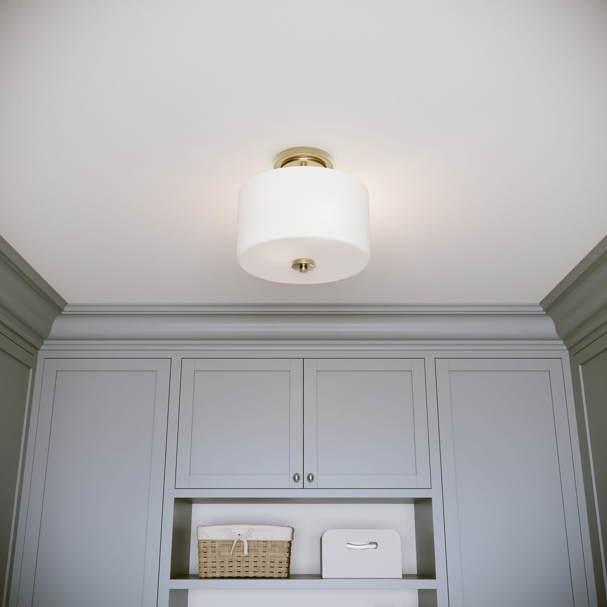 10'' Verlana Modern GoldEtched Opal 2 Light Semi-Flush Mount