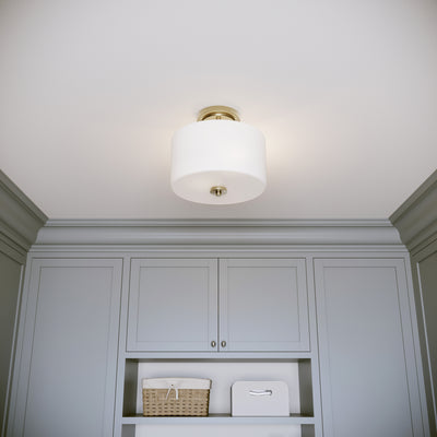 10'' Verlana Modern GoldEtched Opal 2 Light Semi-Flush Mount